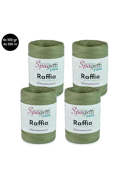 Spagettiyarn Ραφία 4 τεμαχίων Χακί Πλεκτό Νήμα