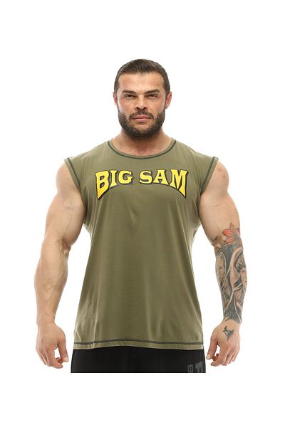 Big Sam قميص تدريب كاكي بدون أكمام 2044