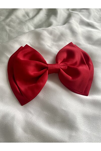 quella atelier Large Red Satin Bow Buckle with Automatic Clip