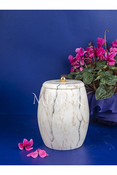 MIARIK DESIGN & DEKORASYON Dekoratif Mermer Oval Çöp Kovası