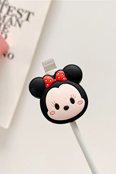 EWEC Minnie Mouse Figürlü Sevimli Usb Kablo Koruyucu, Silikon Şarj Kablosu Ko...