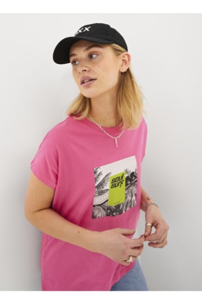 JJXX Жіноча футболка з принтом велосипедного коміра, рожева 12234665