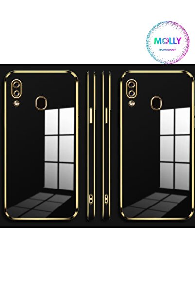 Molly Technology Huawei Y6 2019 Için Siyah Kenarları Gold Detaylı Lüks Siliko...
