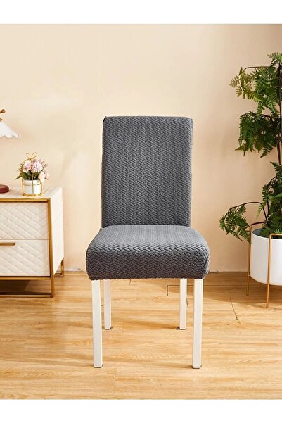 BASHTUGH TİCARET Kaliteli Hasır Desen Jakarlı Standart Sandalye Kılıfı Yıkanabilir Lıkralı Sandalye Örtüsü Tek Adet.