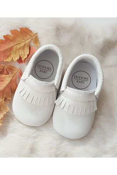 Hodore Rocco Leather Baby Moccasin White