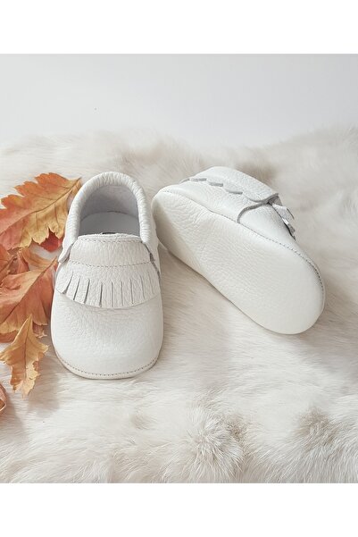 Hodore Rocco Leather Baby Moccasin White