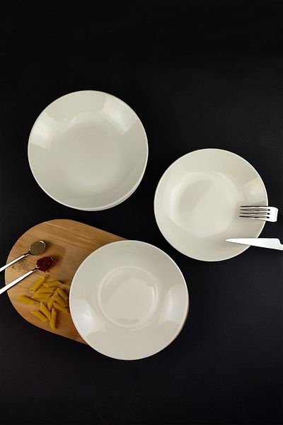 Digithome 6-Piece Sea Form Porcelain Pit Plate Dinner Plate Set 19 Cm Cream - Tl4037010 C320.003