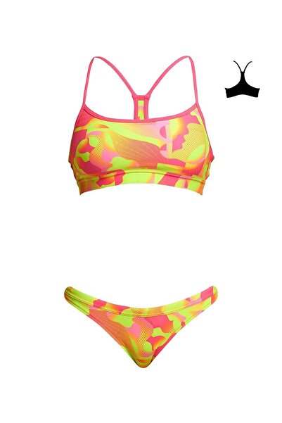 FUNKİTA Pinged Pink Bikini Set, Bottom, Top Set Women's Bikini