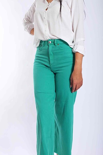 Blues Outlet Women's Wide Cut Cut Leg Jeans-green
