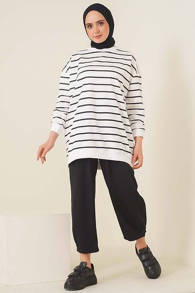 VOLT CLOTHİNG Horizontal gestreifte Tunika für Damen