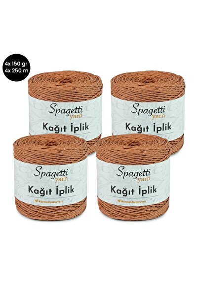 Spagettiyarn Kağıt Ip 4'lü Kiremit El Örgü Ipliği