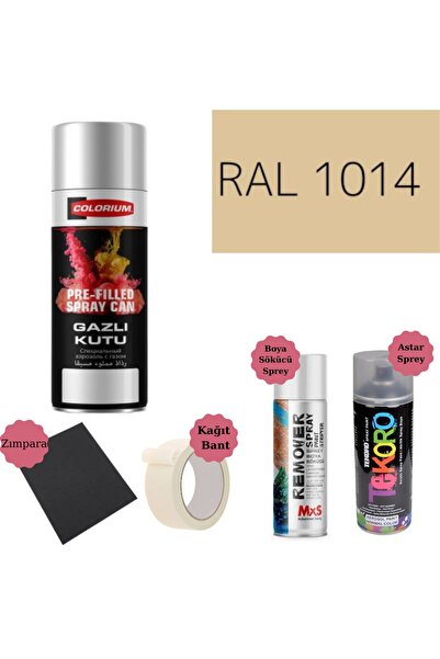 Colorium 400 ml Doldurulmuş Selülozik Mat Sprey Boya Astar Boya Sökücü Set Ral 1014 Fildişi