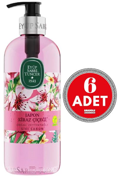 Eyüp Sabri Tuncer Japanese Cherry Blossom Natural Olive Oil Liquid Soap 500 ml 6 Pieces