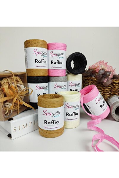 Spagettiyarn Raffia 4'lü Kot Mavi El Örgü Ipliği