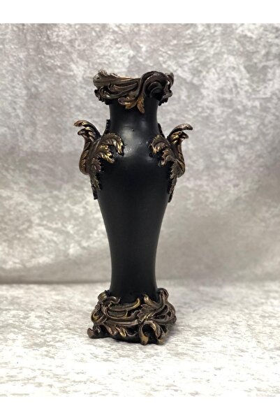 Dekoromi Dekoratif Yaprak Detaylı Varak Vazo (35x17cm)