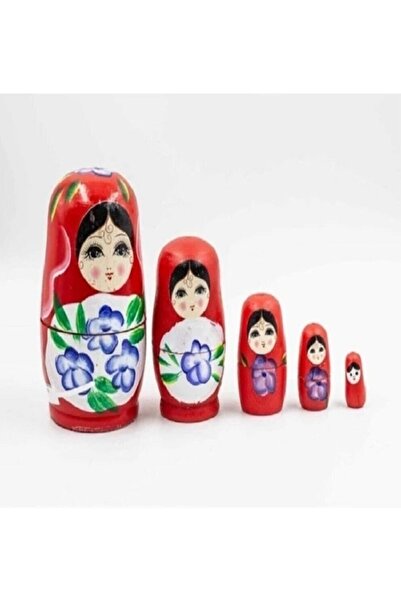 MOBGİFT 5’li Matruşka Bebek Ahşap