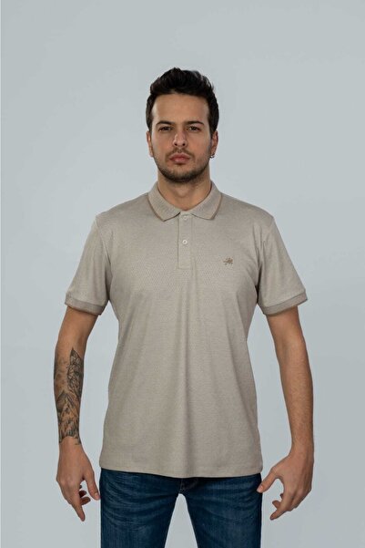 Moda Işık Polo ovratnik bež boje sa saćem Sa deznom T-shirt