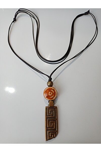 PİRAMİGO Erkek Etnik Yunan Anahtar Kolye Antik Bronz