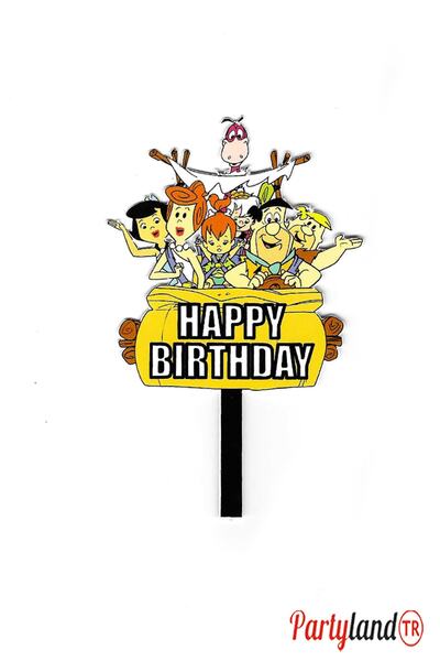 PartylandTR Taş Devri ( The Flintstones ) Temalı Karton Pasta Süsü
