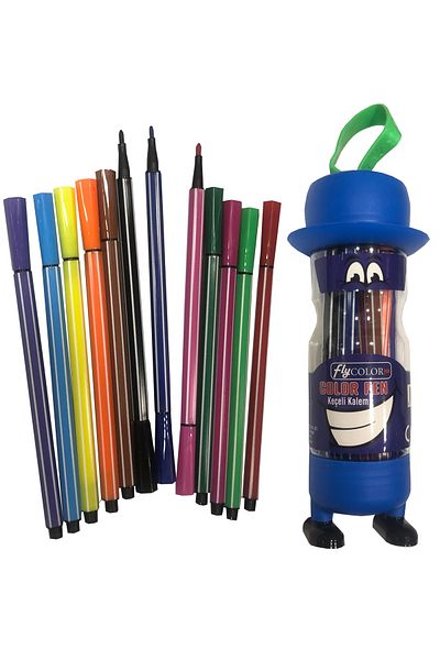 FLY COLOR 12 Color Washable Felted Pencil with Footed Figure Boxed