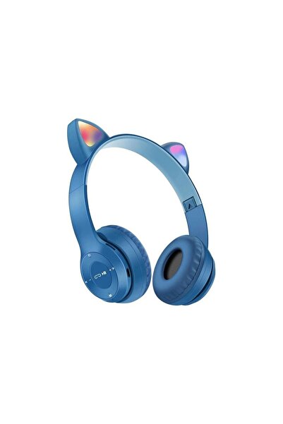 OWWOTECH P47m Işıklı Bluetooth Kulaklık 5.0 Kablosuz Katlanabilir Kedili Kulaklık Parti Işıklı Kulaklık