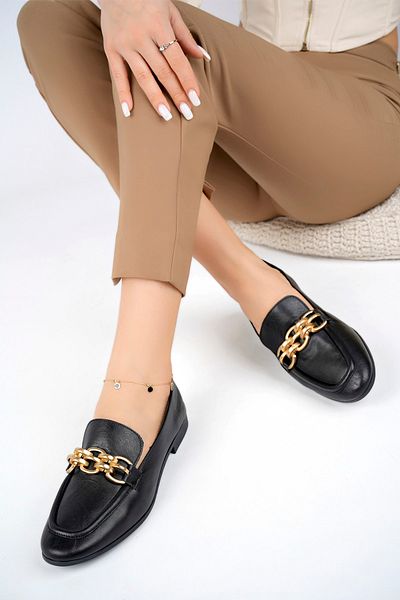 Deripabuc Black Genuine Leather Women's Loafer - Dp17-Pk8