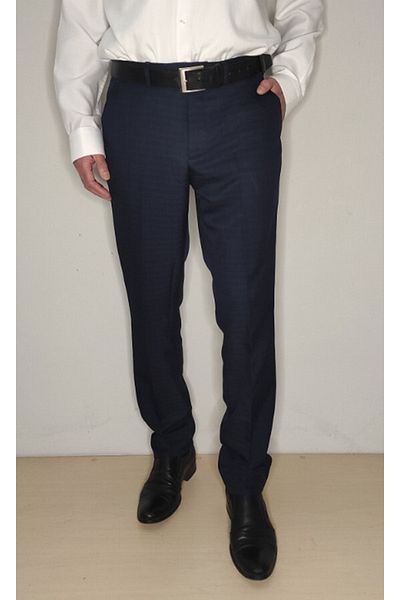 Bomenti Life Men's Plaid Dark Navy Blue Regular Fit Trousers