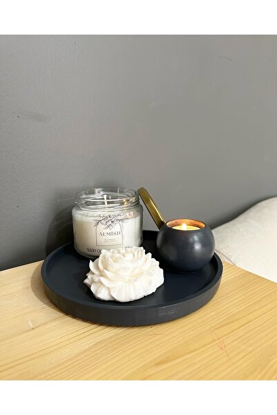 howartia store Dekoratif Beton Tepsi/ %100 Organik Soya Wax Mum / Tealight Mu...