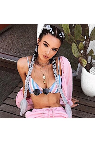 AKOLİFE Păr împletit în două tonuri, culoare gri, împletitură africană de tip...