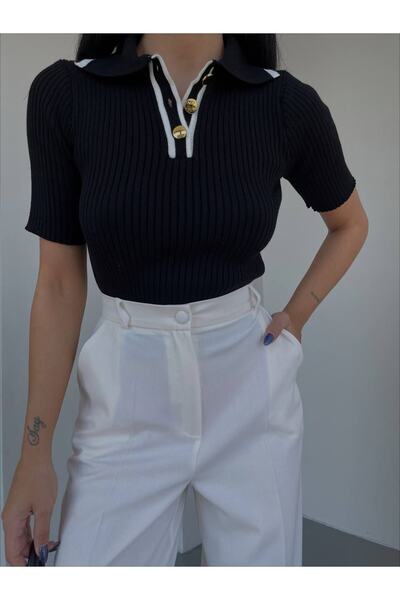 De Pose Tricou premium cu mânecă scurtă cu gât polo pentru femei