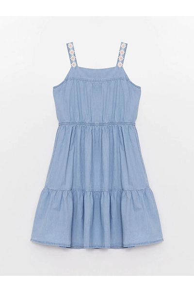 LC Waikiki Lcw Kids Rochie Jeans pentru fetiță cu gât pătrat