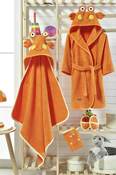 ELY PARKER Baby Bathrobe Set 4 Pieces Crab Orange