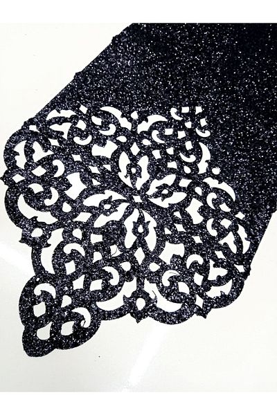 SEHARA Runner/masă Ranırı/120cmx30cm/lucire Lux/argintiu Negru/lucire