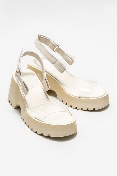Elle Shoes Ecru Women's Wedge Heeled Sandals