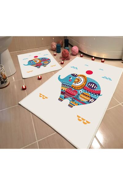 Modern home Dot Taban Banyo Paspası Ikili Takım Dijital Baskı Yıkanabilir Kay...