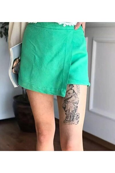 Genel Markalar Gabardin Bermuda Şort Etek Yeşil