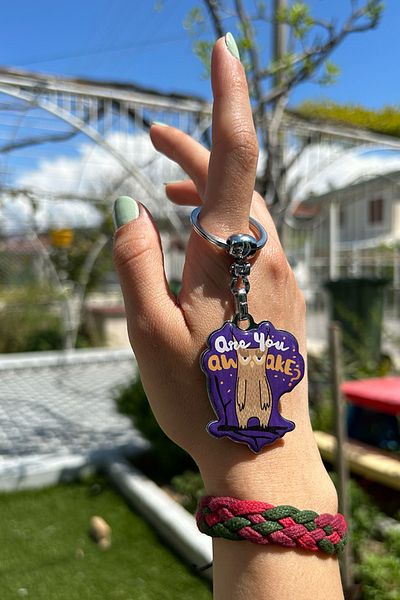 CoNotes Purple Keychain with Owl Design