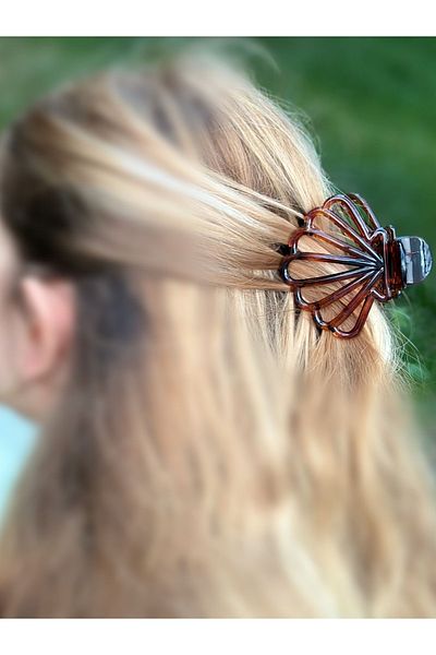QUEEN AKSESUAR New Trend Fashion Giant Large Seashell Oyster Brown Women's Children's Buckle Peg Clip Buckle