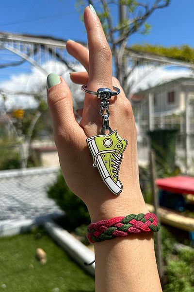 CoNotes Green Keychain with Retro Shoe Design