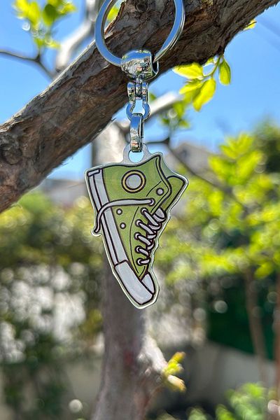 CoNotes Green Keychain with Retro Shoe Design