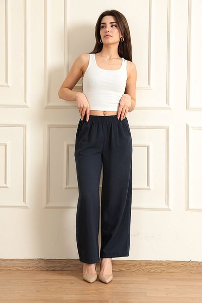 ModaPlaza Women's Wide Leg Linen Trousers