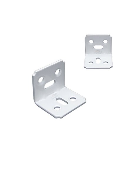 Yapıkan 4 Ad. Dekoratif Beyaz L Demir Gönye Köşebent 30x25x25mm - Mobilya Dolap Raf Kitaplık Köşe Bağlantı