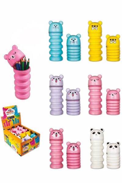 FLY COLOR Hayvan Figürlü Akordiyon Silikon Boyutu Ayarlanabilen Kalemlik