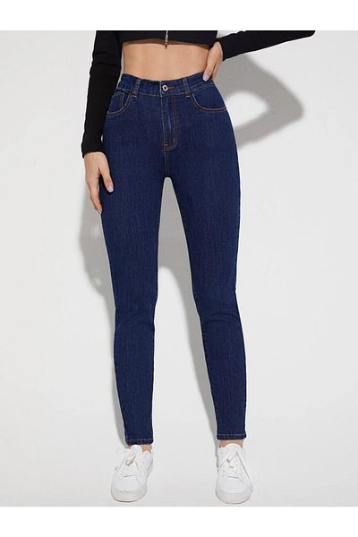 SHEVEGA Navy Blue Skinny Leg Slim Fit Lycra Τζιν Παντελόνι Skinny Jean