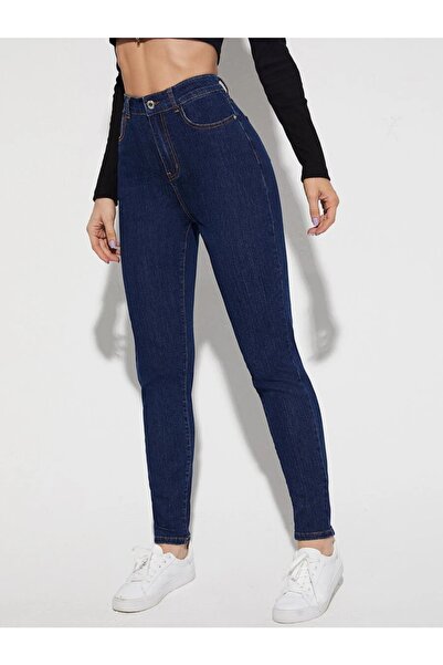 SHEVEGA Navy Blue Skinny Leg Slim Fit Lycra Τζιν Παντελόνι Skinny Jean