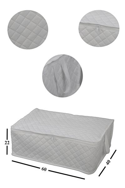 ADARYA HOME 3 Pieces Quilted Patterned Sofa Bed-Bed Base Storage 60X40X22 (White)