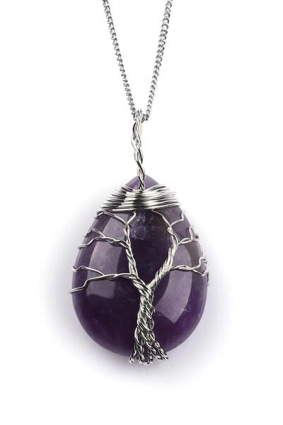 Nelleovana قلادة ملفوفة بسلك من حجر الجمشت الطبيعي