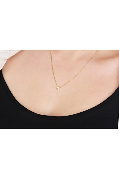 Glorria Gümüş 3 Boyutlu Minimalist K Harfi Kolye