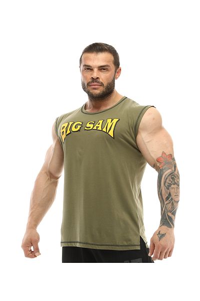 Big Sam قميص تدريب كاكي بدون أكمام 2044