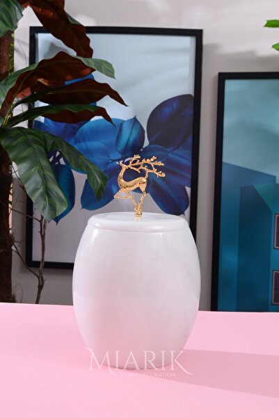 MIARIK DESIGN & DEKORASYON Dekoratif Mermer Oval Çöp Kovası